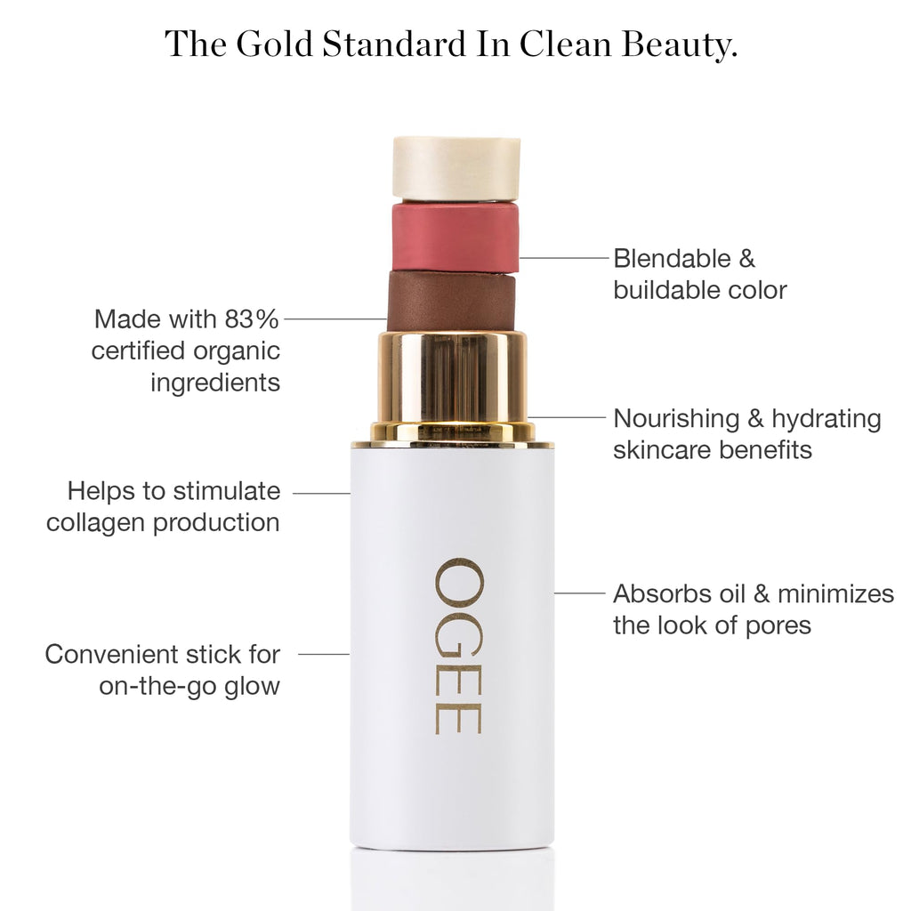 Ogee Sculpted Face Stick Obsidian – Matte Deep Bronze Organic Bronzer & Contour