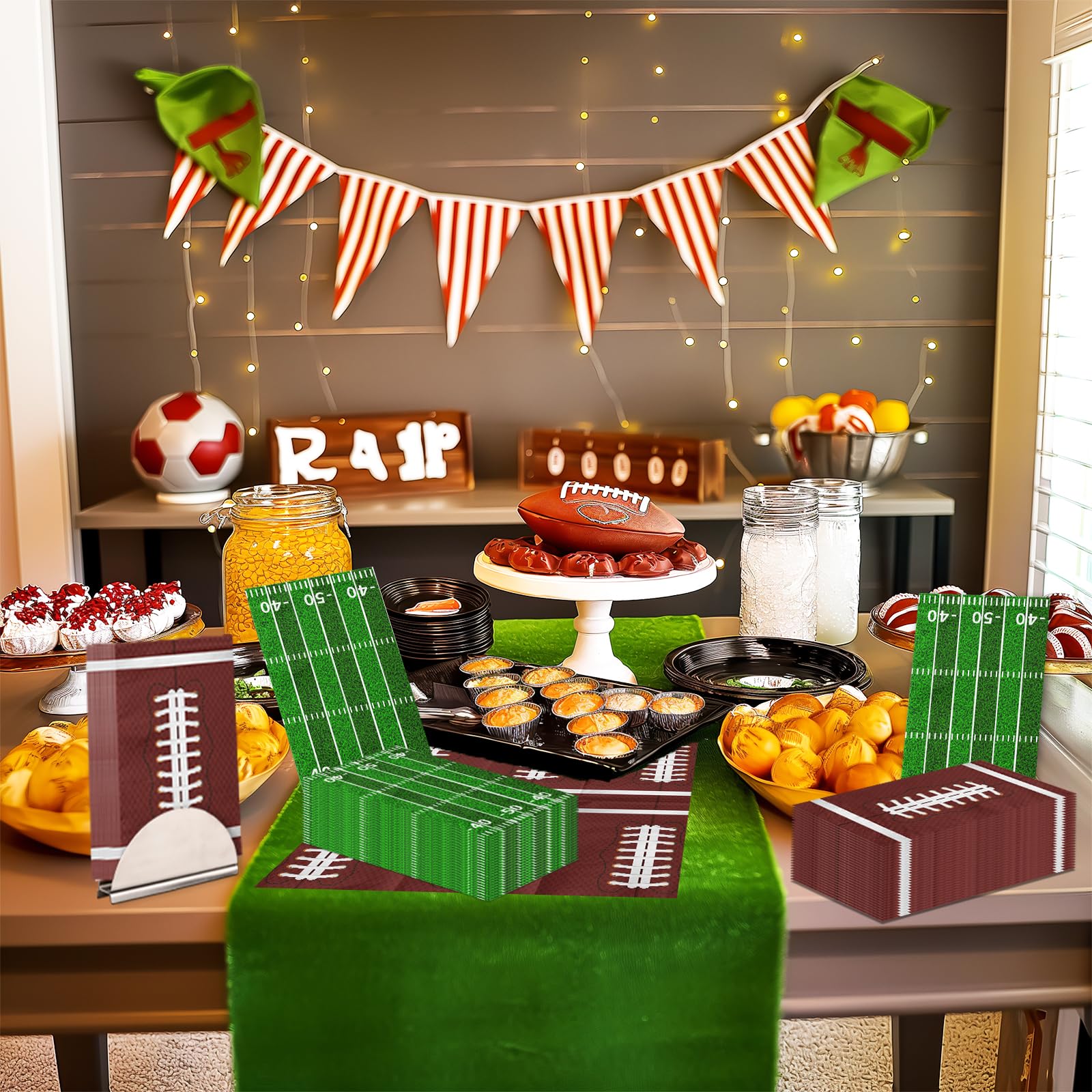 OGMOGKW Football Napkins – 50 Sheet Disposable Party Napkins for Tailgate & Game Day