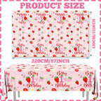 OGMOGKW Berry First Birthday Tablecloth Set – 3pc Strawberry Theme for Girl Baby Shower