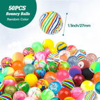 Ohanniewa 50 Pieces 27 mm Mixed Pattern Colorful Bouncy Balls – Kids Party Favors & Classroom Prizes