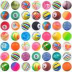 Ohanniewa 50 Pieces 27 mm Mixed Pattern Colorful Bouncy Balls – Kids Party Favors & Classroom Prizes
