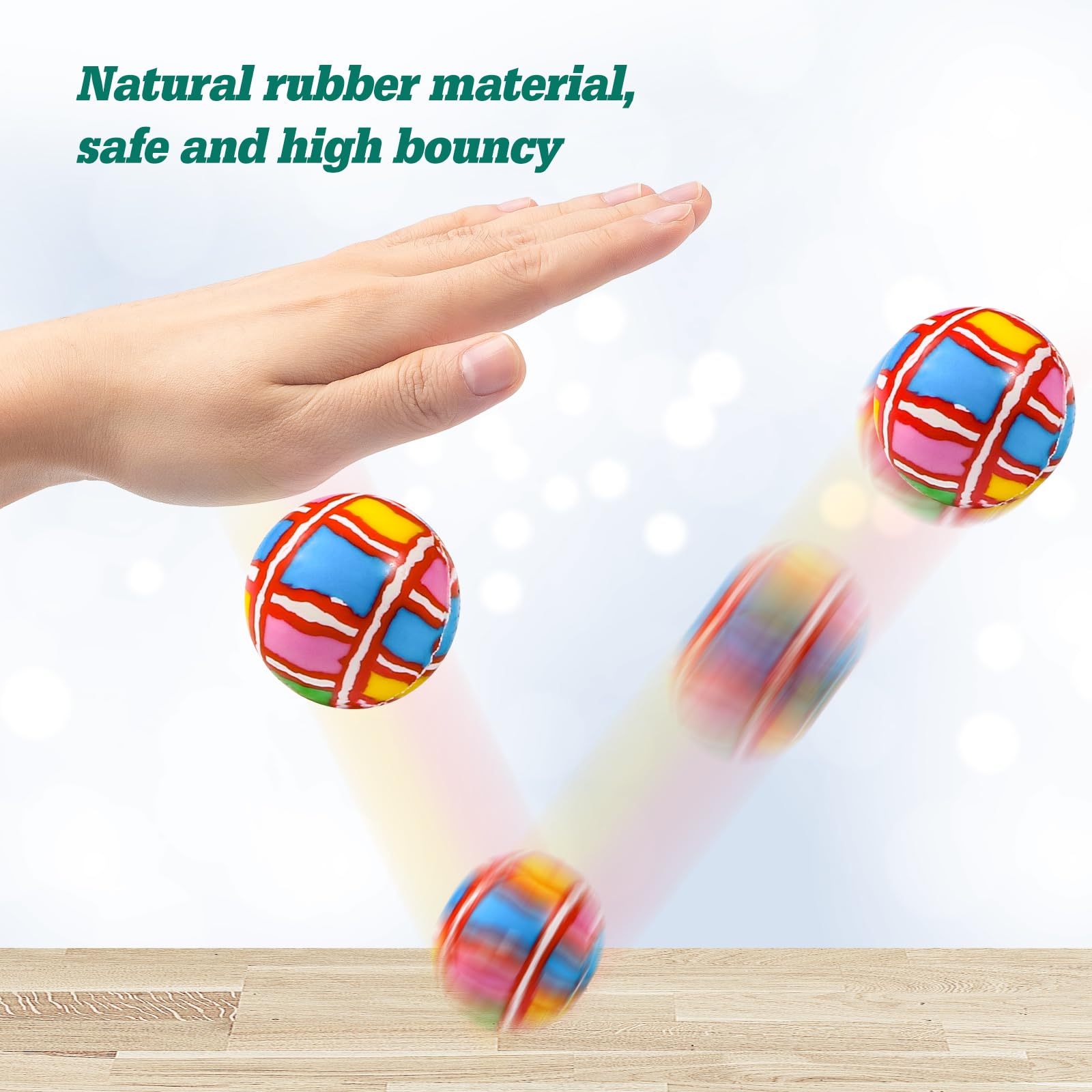 Ohanniewa 50 Pieces 27 mm Mixed Pattern Colorful Bouncy Balls – Kids Party Favors & Classroom Prizes