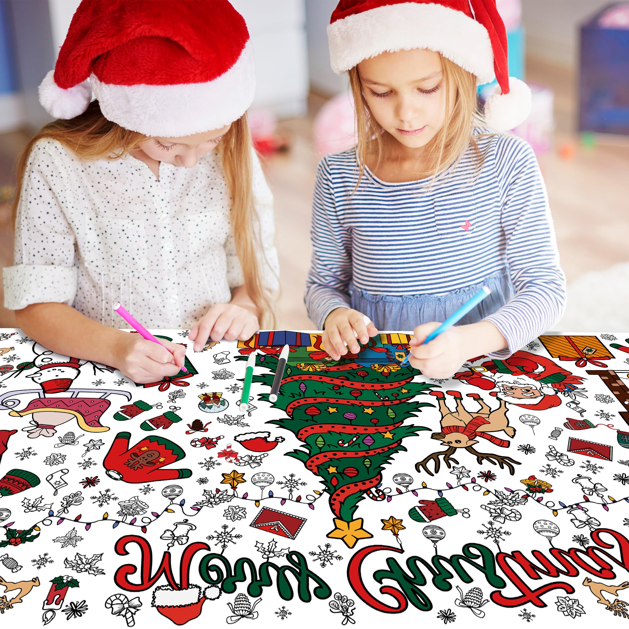 OHOME Xmas Giant Coloring Poster – 30x72 Inches Jumbo Coloring Banner for Kids, Parties, and Classroom Decor