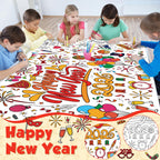 OHOME Happy New Year Giant Coloring Poster/Tablecloth – 30x72in for 2026 New Year Party & Kids Activities