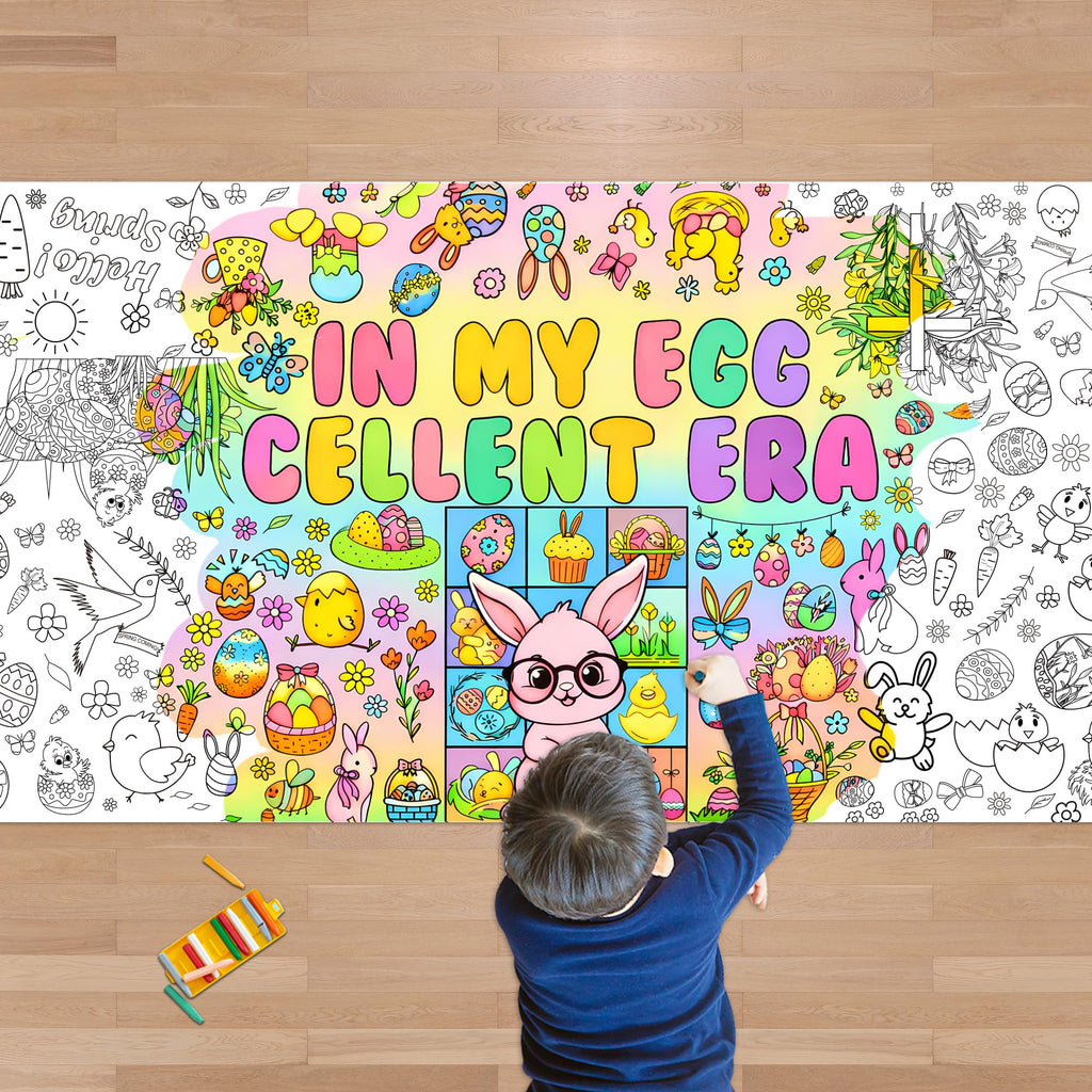 OHOME Easter Crafts for Kids - 72x30 Inch Giant Coloring Banner Tablecloth