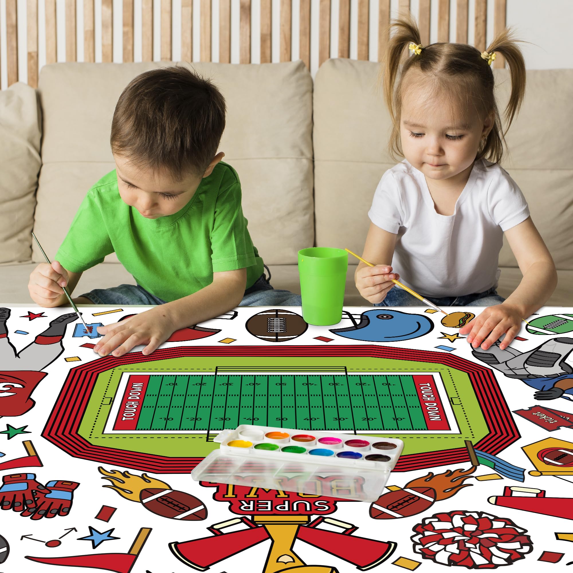OHOME Football Giant Coloring Poster - 30 x 72 Inch Tablecloth & Party Banner