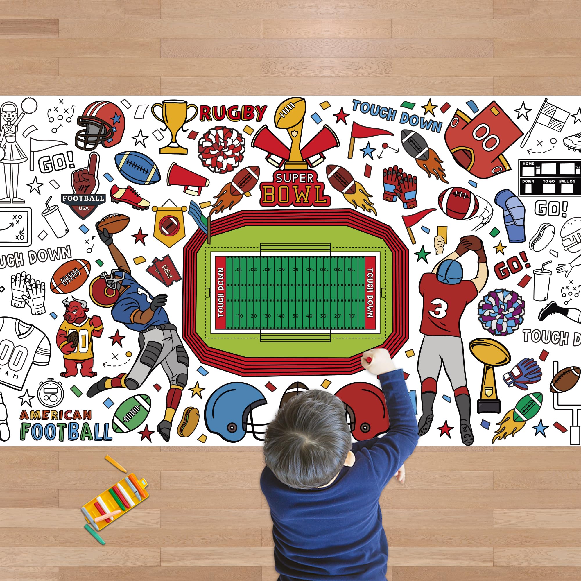 OHOME Football Giant Coloring Poster - 30 x 72 Inch Tablecloth & Party Banner
