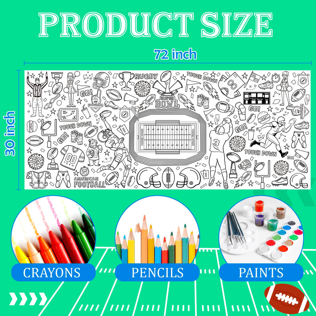 OHOME Football Giant Coloring Poster - 30 x 72 Inch Tablecloth & Party Banner
