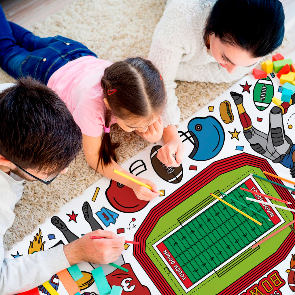 OHOME Football Giant Coloring Poster - 30 x 72 Inch Tablecloth & Party Banner