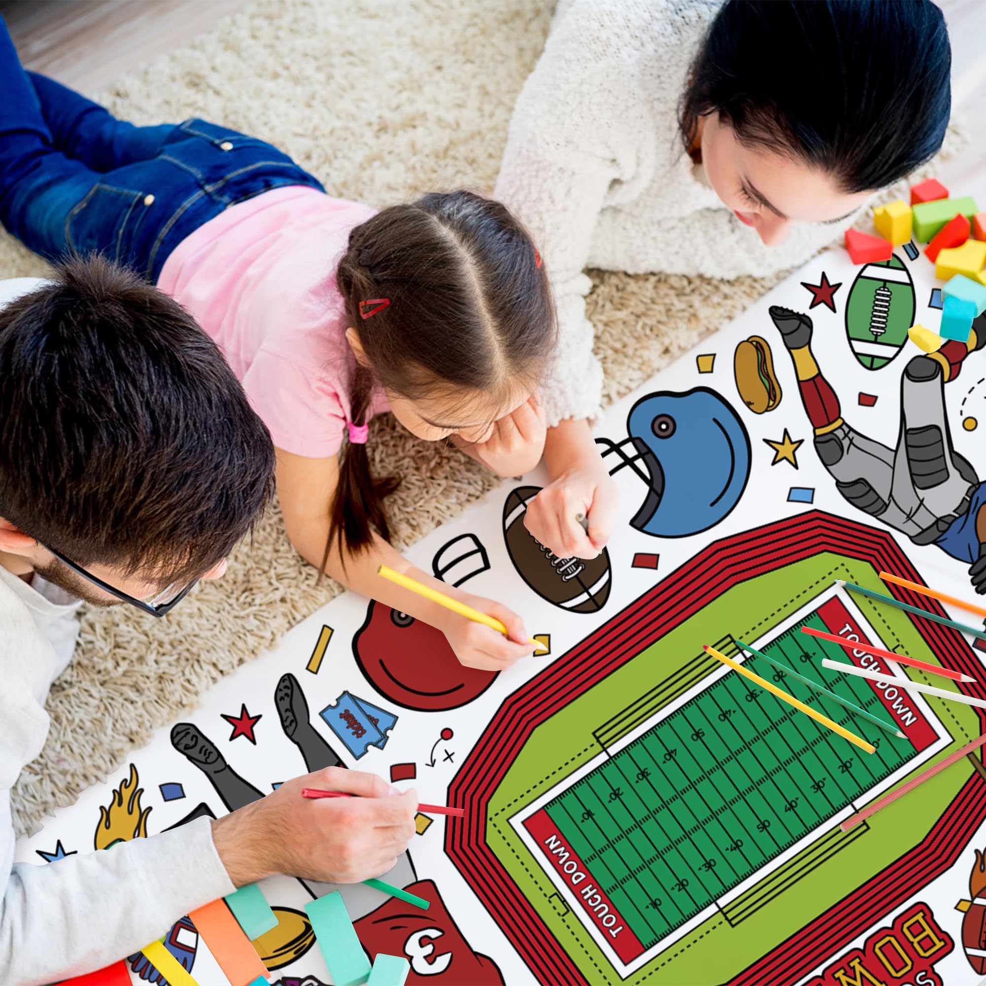 OHOME Football Giant Coloring Poster - 30 x 72 Inch Tablecloth & Party Banner