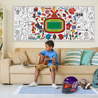 OHOME Football Giant Coloring Poster - 30 x 72 Inch Tablecloth & Party Banner