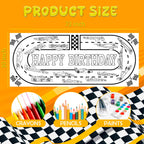 OHOME Race Car Giant Coloring Poster Tablecloth – 30 x 72 in Birthday Party Decor