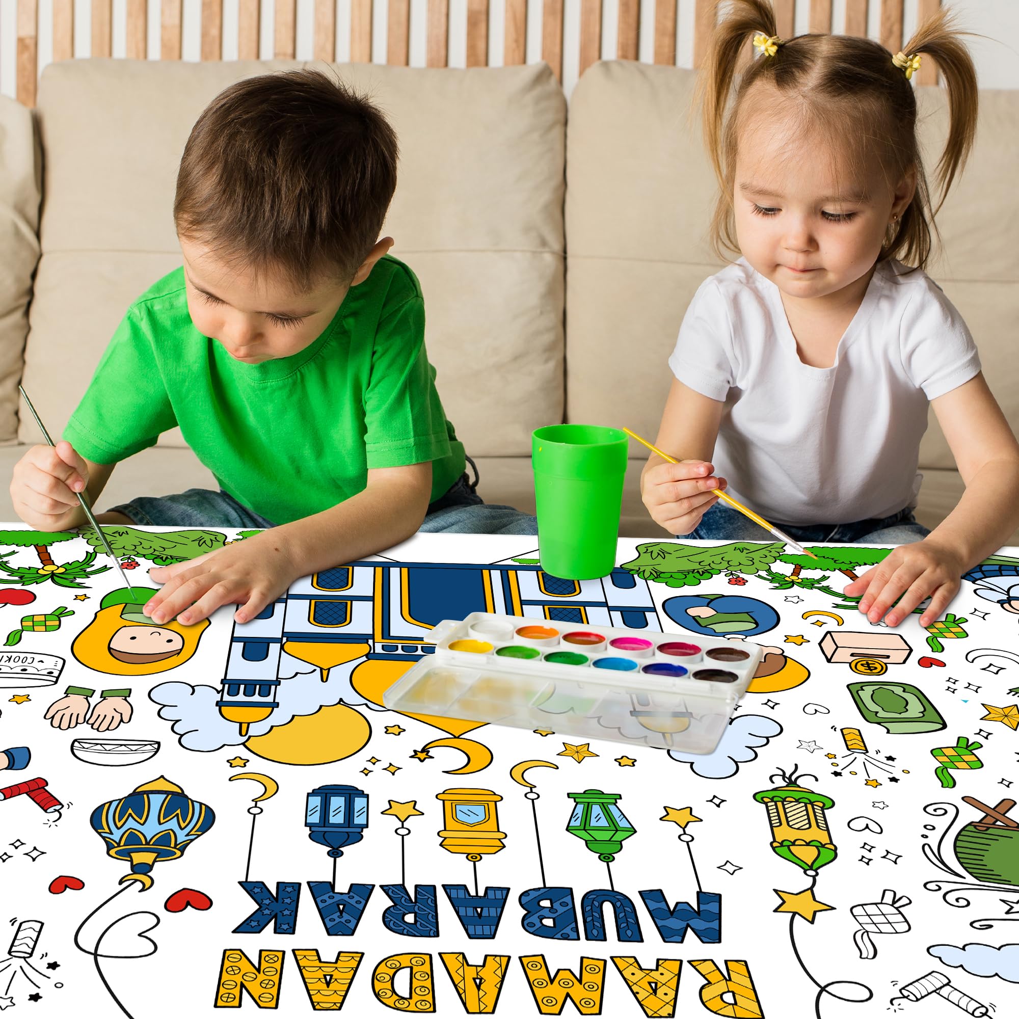 OHOME Ramadan Giant Coloring Poster - Jumbo Banner for Kids Crafts, Decor & Ramadan Celebrations