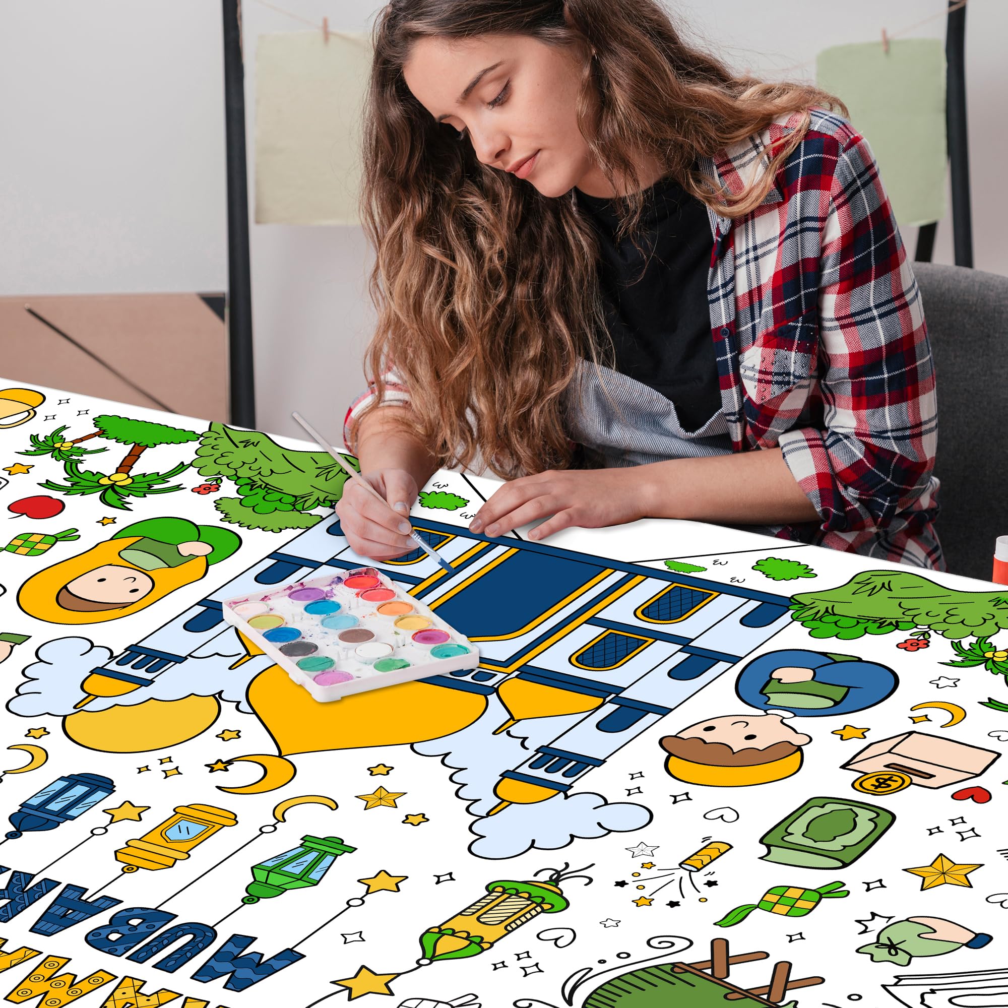 OHOME Ramadan Giant Coloring Poster - Jumbo Banner for Kids Crafts, Decor & Ramadan Celebrations