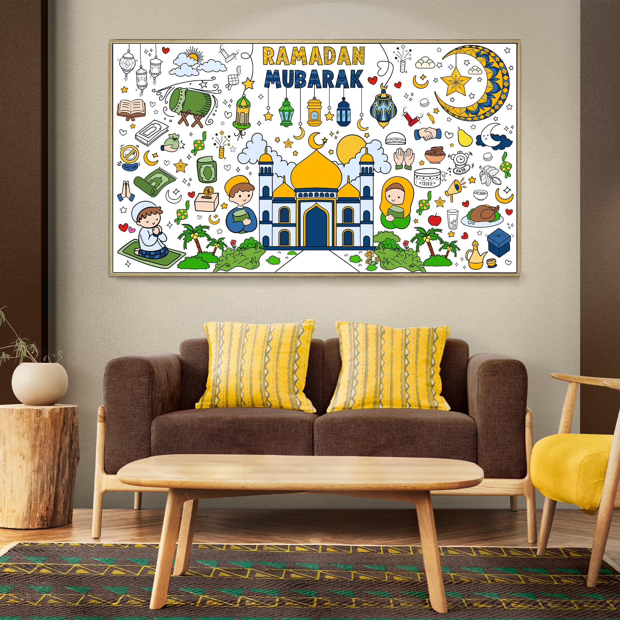 OHOME Ramadan Giant Coloring Poster - Jumbo Banner for Kids Crafts, Decor & Ramadan Celebrations