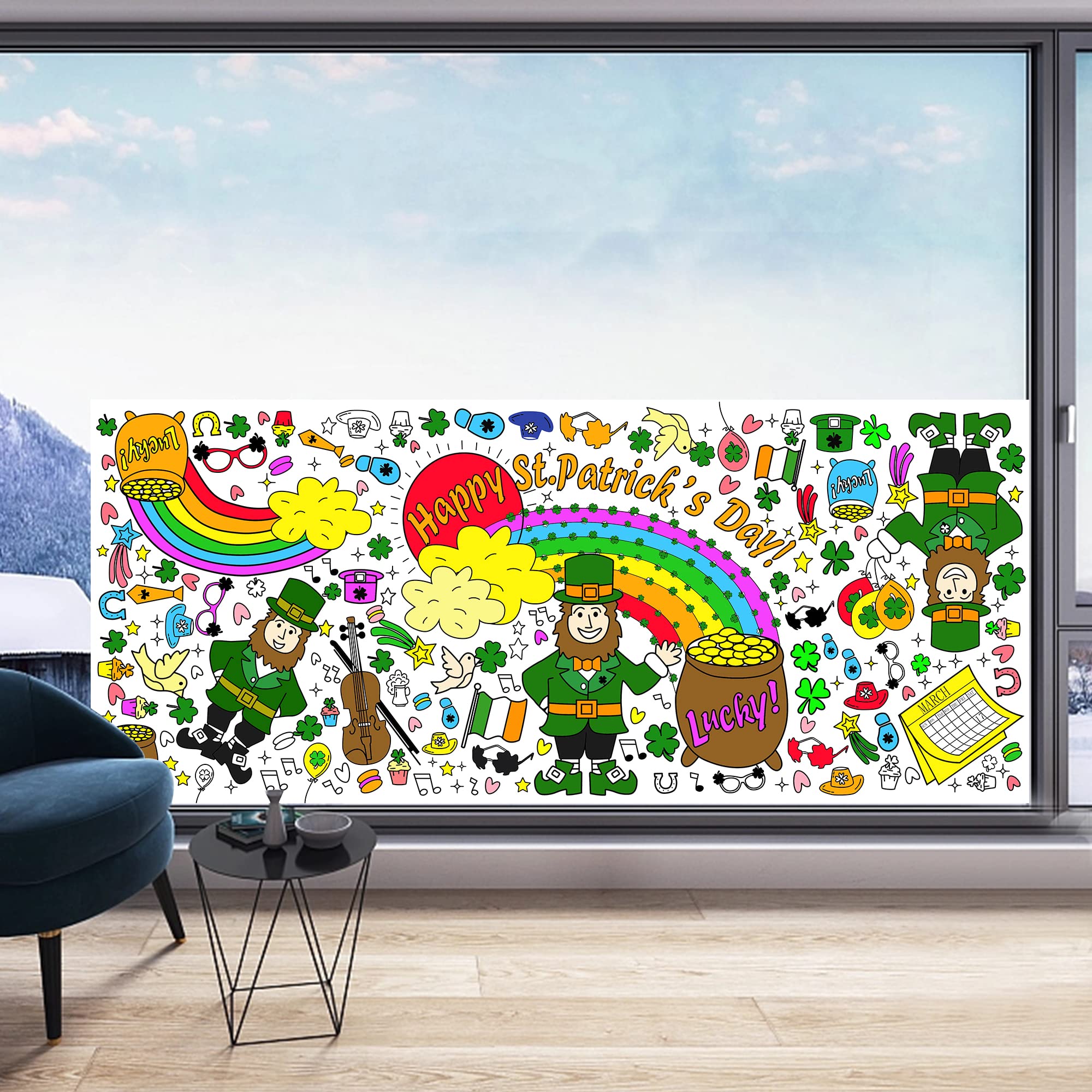 OHOME St. Patrick's Day Giant Coloring Poster & Tablecloth – 30x72 Inches Jumbo Banner for Kids' Crafts & Party Decor