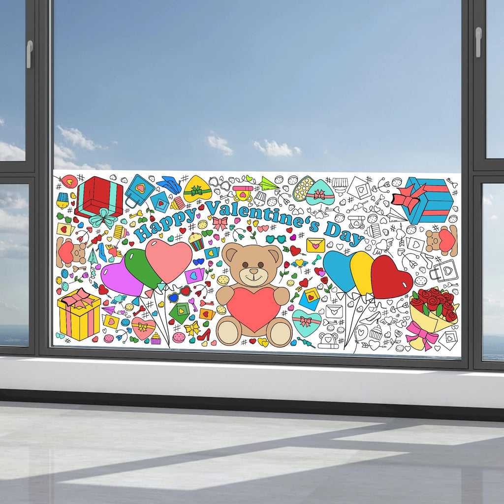 OHOME Valentines Giant Coloring Poster Tablecloth – 30x72 in for Kids' Classroom Activities