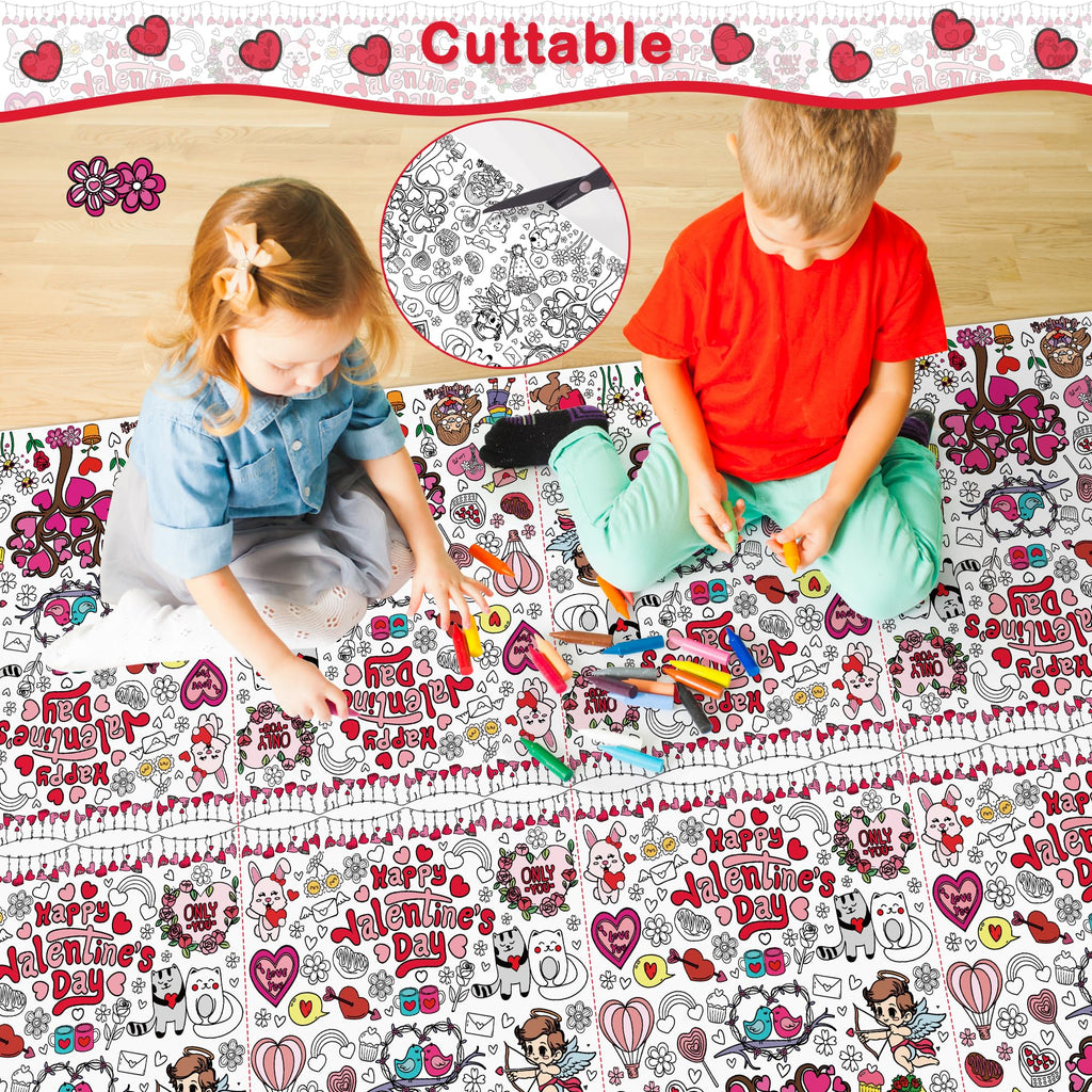 OHOME Valentines Coloring Tablecloth – 54x88 in | Valentines Decorations & Kids Crafts