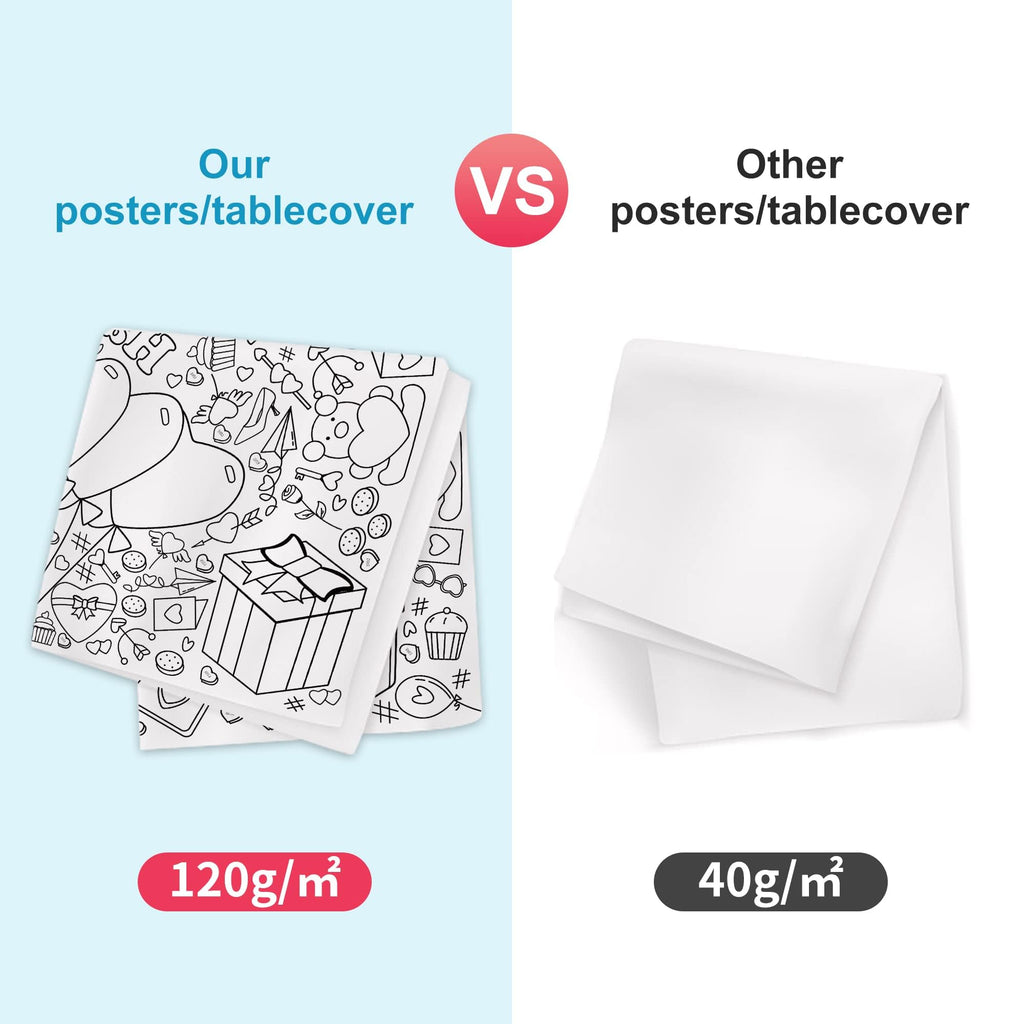 OHOME Valentines Giant Coloring Poster Tablecloth – 30x72 in for Kids' Classroom Activities