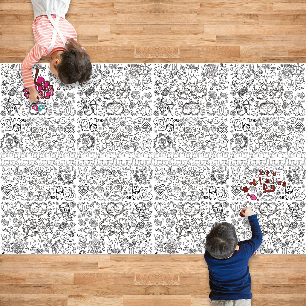 OHOME Valentines Coloring Tablecloth – 54x88 in | Valentines Decorations & Kids Crafts