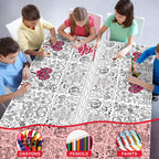 OHOME Valentines Coloring Tablecloth – 54x88 in | Valentines Decorations & Kids Crafts
