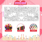 OHOME Valentines Giant Coloring Poster Tablecloth – 30x72 in for Kids' Classroom Activities
