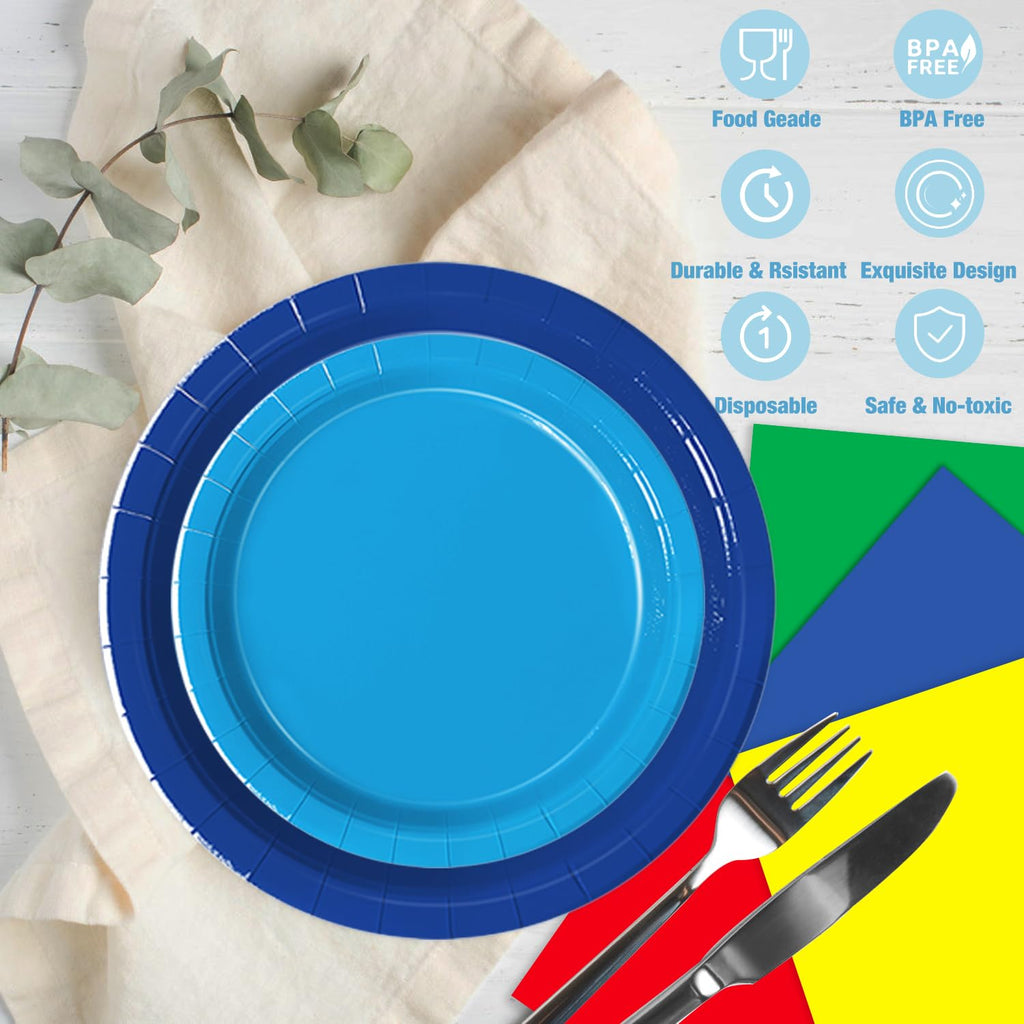 Oigco 60 PCS Colorful Plates, Pastel Napkins & Rainbow Tableware