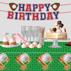 Oigco Baseball Tablecloths 4-Pack - 54 x 108 in Disposable Plastic Covers