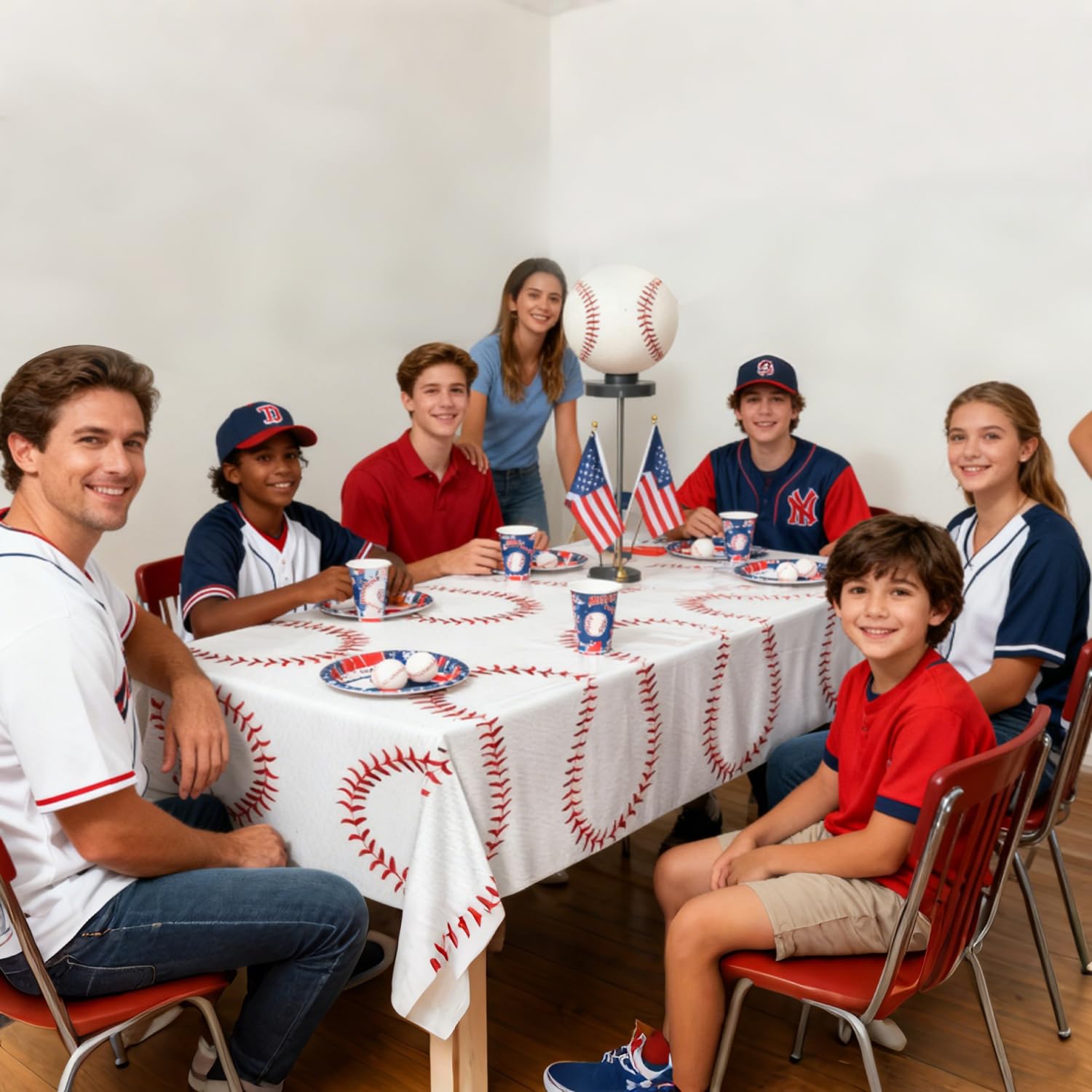 Oigco Baseball Tablecloths – 4-Pack Disposable Plastic Table Covers, 54 x 108 in, Baseball Party Decorations