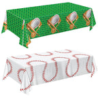 Oigco Baseball Tablecloths 4-Pack - 54 x 108 in Disposable Plastic Covers