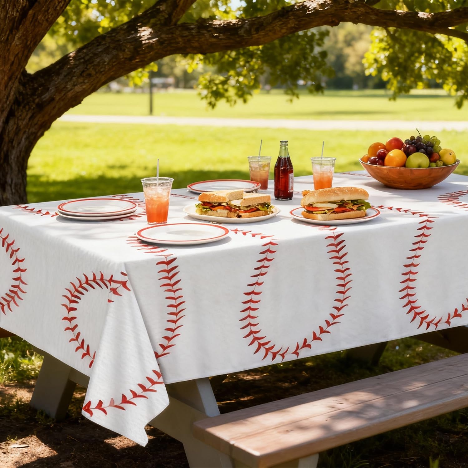 Oigco Baseball Tablecloths – 4-Pack Disposable Plastic Table Covers, 54 x 108 in, Baseball Party Decorations
