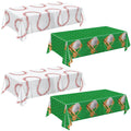 Oigco Baseball Tablecloths 4-Pack - 54 x 108 in Disposable Plastic Covers