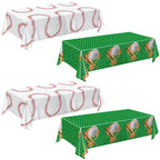 Oigco Baseball Tablecloths 4-Pack - 54 x 108 in Disposable Plastic Covers