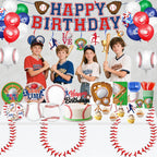 Oigco Baseball Tablecloths – 4-Pack Disposable Plastic Table Covers, 54 x 108 in, Baseball Party Decorations