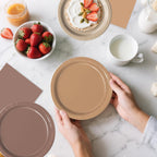 Oigco 60 PCS Brown Boho Plates & Napkins — Gradient Tableware for Baby Showers, Birthdays & Weddings