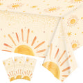 Oigco 3Pcs Boho Sun Tablecloths – 54 x 108 in Disposable Party Decor