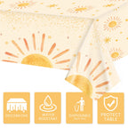Oigco 3Pcs Boho Sun Tablecloths – 54 x 108 in Disposable Party Decor