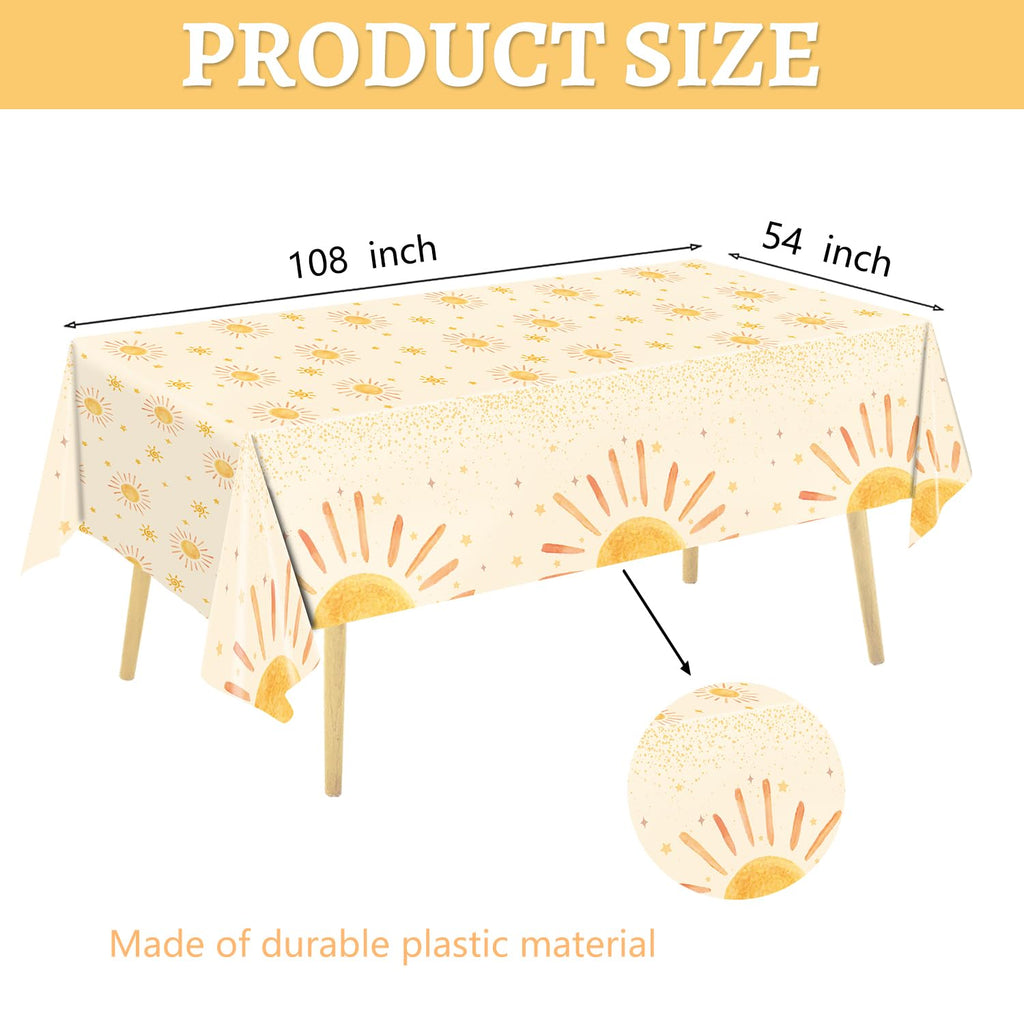 Oigco 3Pcs Boho Sun Tablecloths – 54 x 108 in Disposable Party Decor
