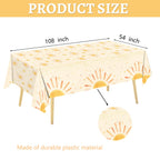 Oigco 3Pcs Boho Sun Tablecloths – 54 x 108 in Disposable Party Decor