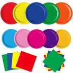 Oigco 60 PCS Colorful Plates, Pastel Napkins & Rainbow Tableware