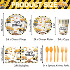 Oigco Construction Birthday Party Supplies – Plates, Cups, Napkins & Cutlery for 24 Guests