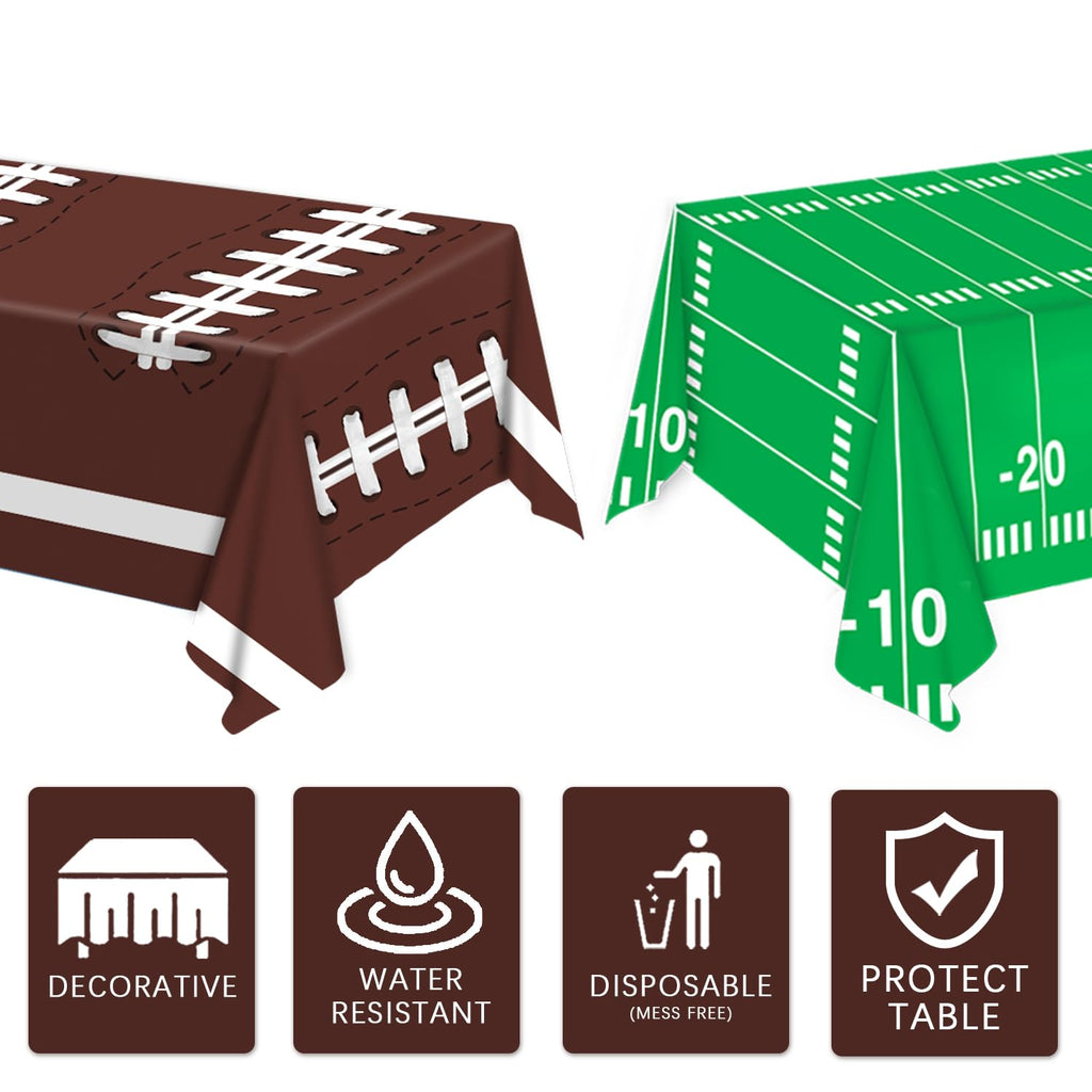 Oigco Football Party Decorations Tablecloth - 54 x 108 Inch, Disposable, 2 Pack