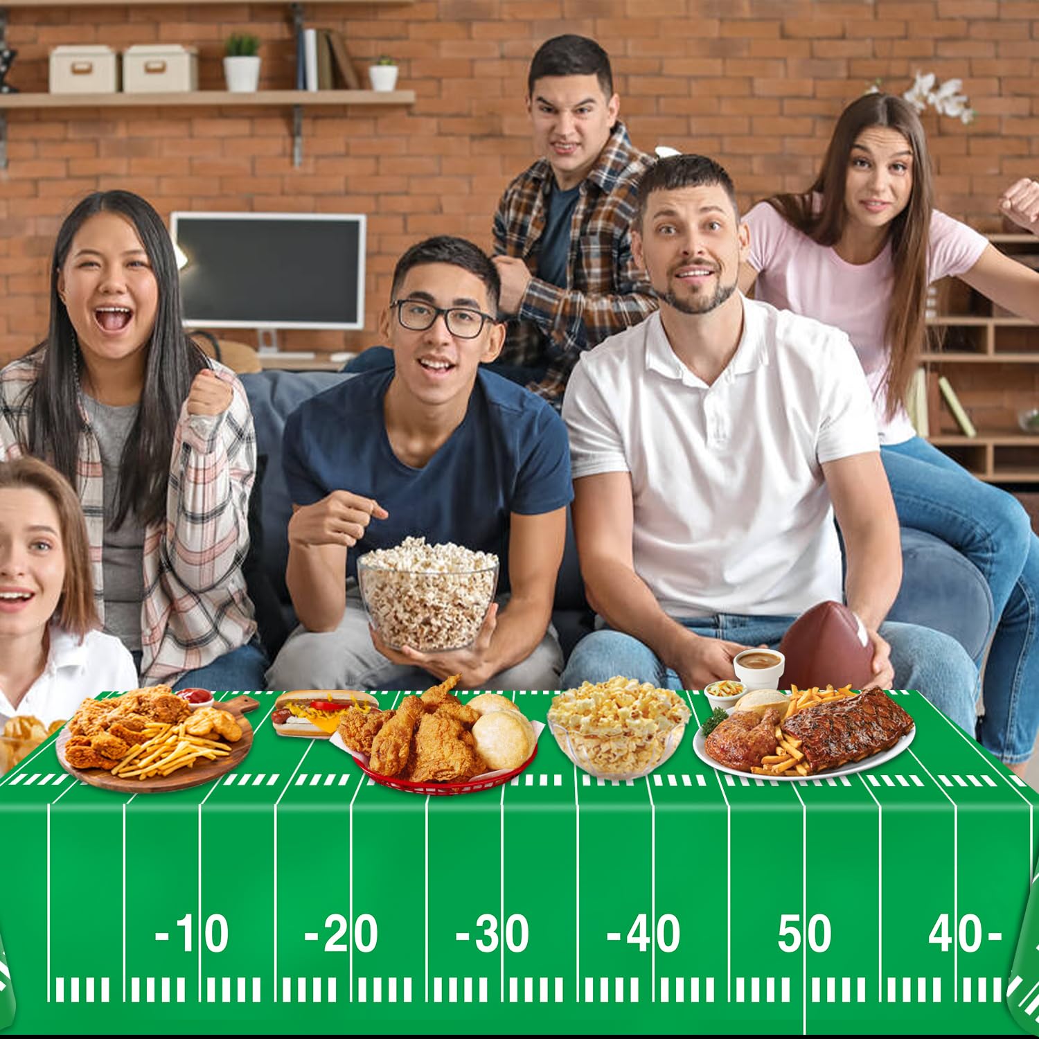 Oigco Football Party Decorations Tablecloth - 54 x 108 Inch, Disposable, 2 Pack