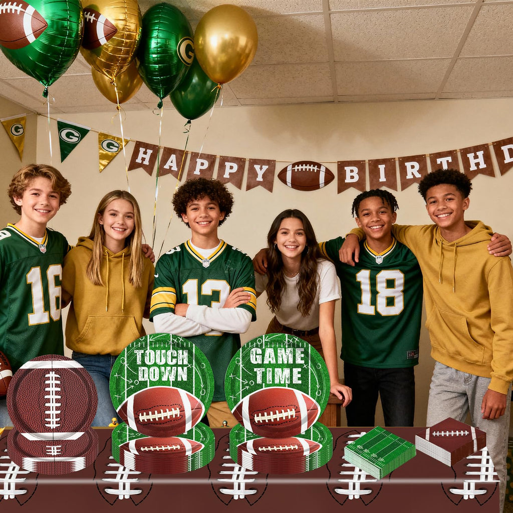 Oigco Football Plates & Napkins – Touchdown Dinner & Dessert Plates (Serves 25) | Game Day Decor