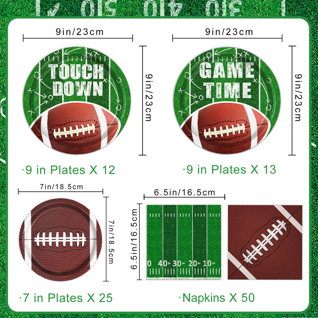 Oigco Football Plates & Napkins – Touchdown Dinner & Dessert Plates (Serves 25) | Game Day Decor