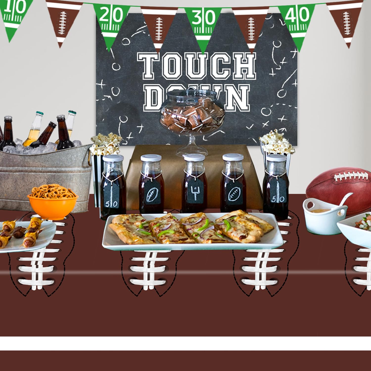 Oigco Football Party Decorations Tablecloth - 54 x 108 Inch, Disposable, 2 Pack