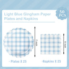 Oigco 50 Pcs Light Blue Plates & Napkins Set – Disposable Scalloped Dinnerware for Baby Showers, Weddings, Birthdays (Serves 25)