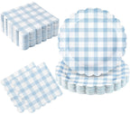 Oigco 50 Pcs Light Blue Plates & Napkins Set – Disposable Scalloped Dinnerware for Baby Showers, Weddings, Birthdays (Serves 25)