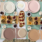 Oigco 60 PCS Brown Boho Plates & Napkins — Gradient Tableware for Baby Showers, Birthdays & Weddings