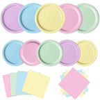 Oigco 60 PCS Pastel Plates & Napkins – Rainbow Party Decor Collection